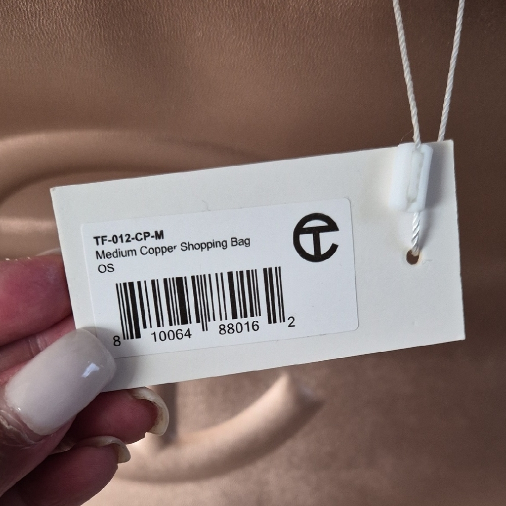Telfar Metallic Rose Gold Shopping Tote with Embossed Logo - Picture 7 of 7